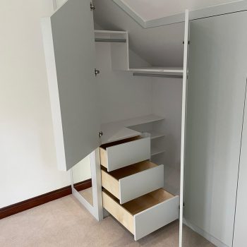 Wardrobes fitted into loft room to maximise and utilising all the space possible