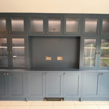 Media cabinet fitted in Romford Essex, Glazed shaker style doors for displaying glasses