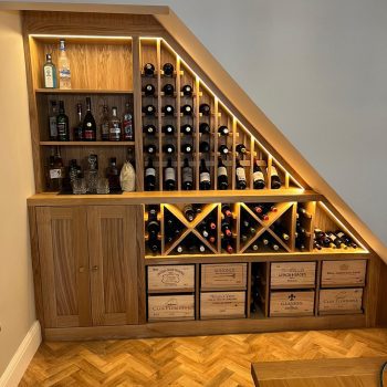 Bespoke Under stairs wine storage cabinet, European Oak