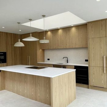 Oak hand veneered kitchen with island