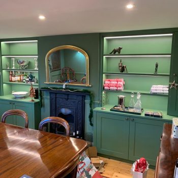 Pair of alcove cabinets finished sprayed green